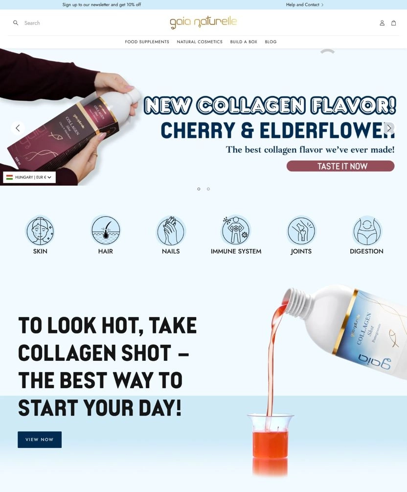 Termékek a Gaia Naturelle webáruház főoldalán