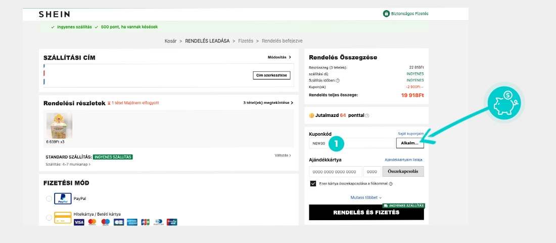 Útmutató egy Shein kuponkód beváltásához