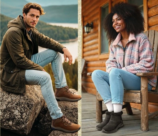 Férfi és nő téli ruházatban