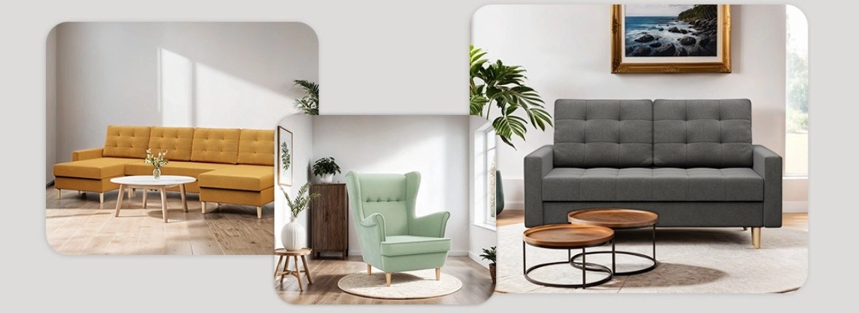 Nappali bútorokat ábrázoló banner