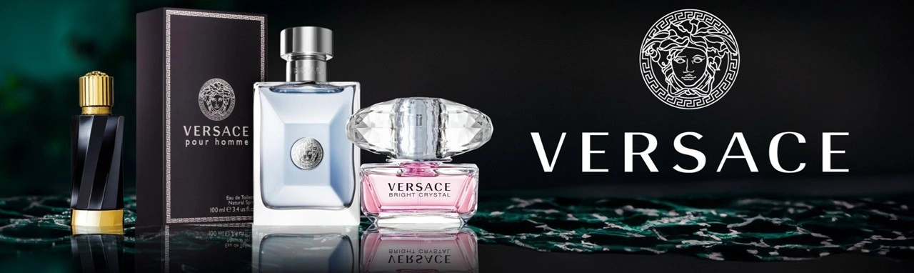 Versace női és férfi parfümök reklám banneren