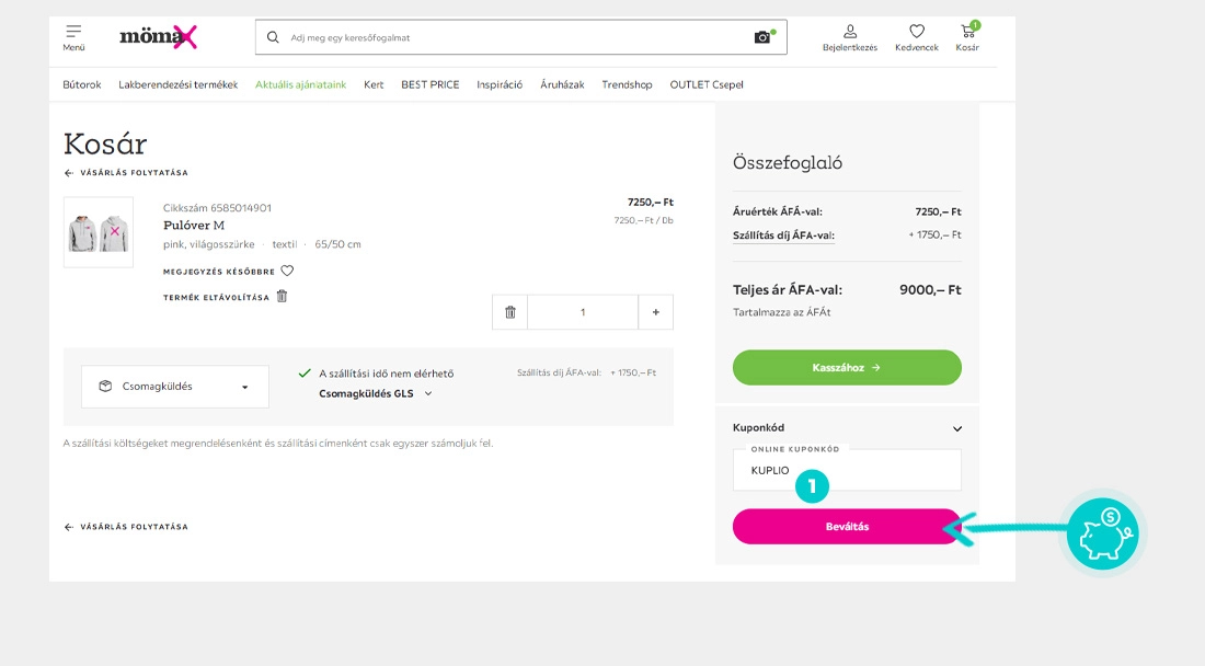 Útmutató egy Mömax kuponkód beváltásához