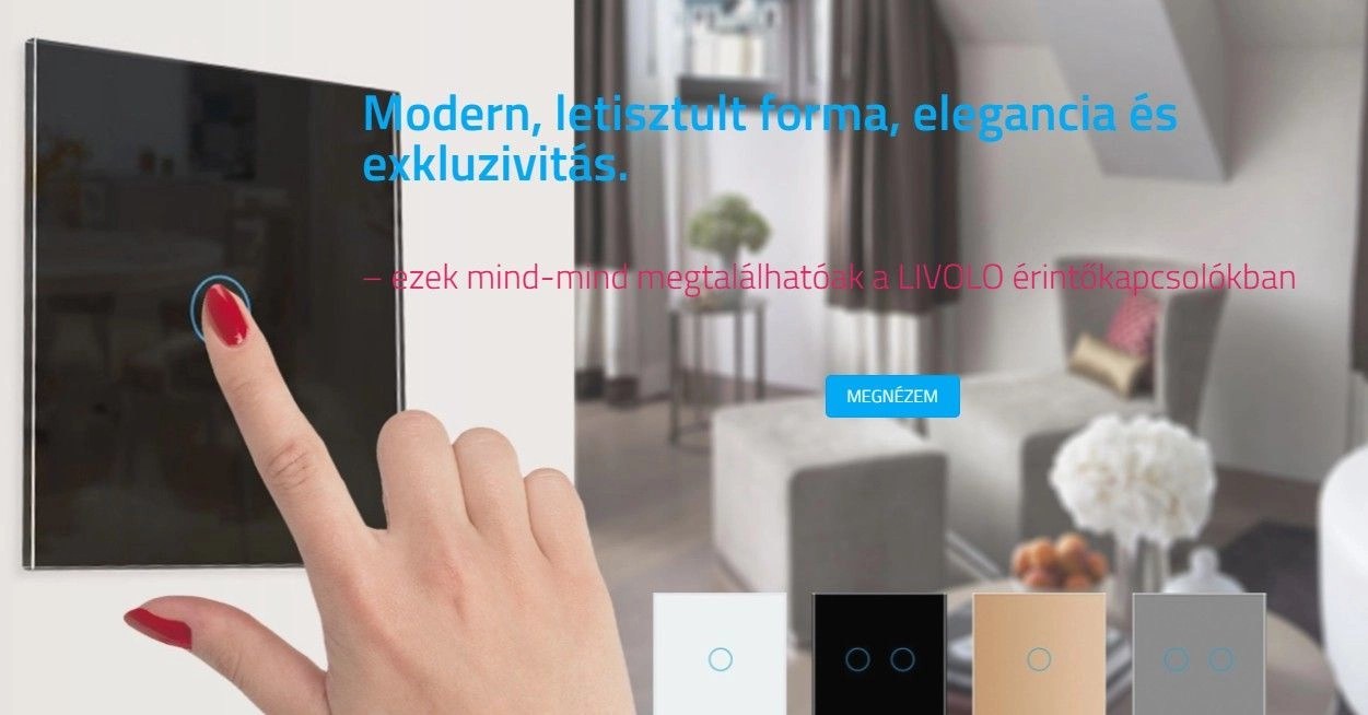 Női ujj megérint egy érintőképernyős kapcsolót
