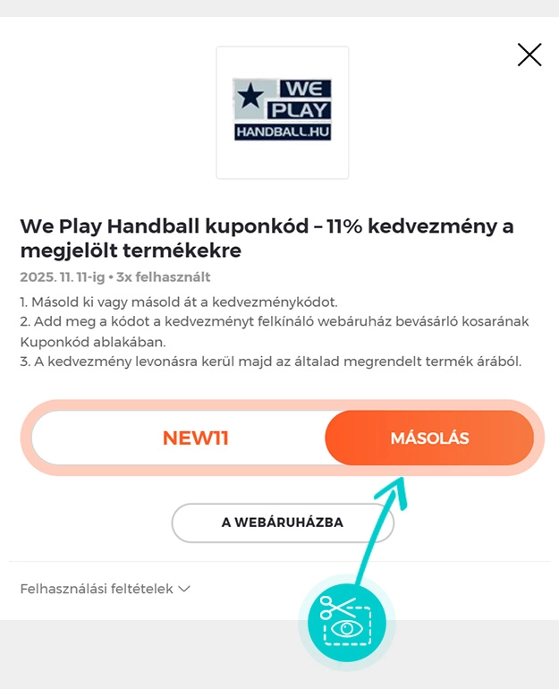 Útmutató egy WePlayHandball kuponkód bemásolásához
