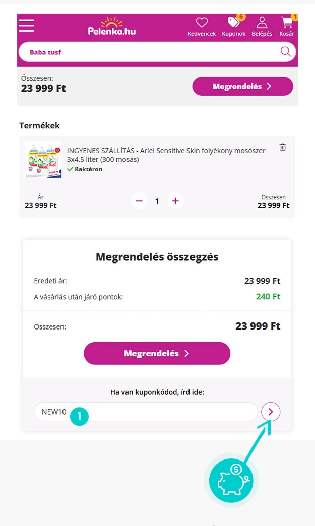 Útmutató egy Pelenka.hu kuponkód beváltásához