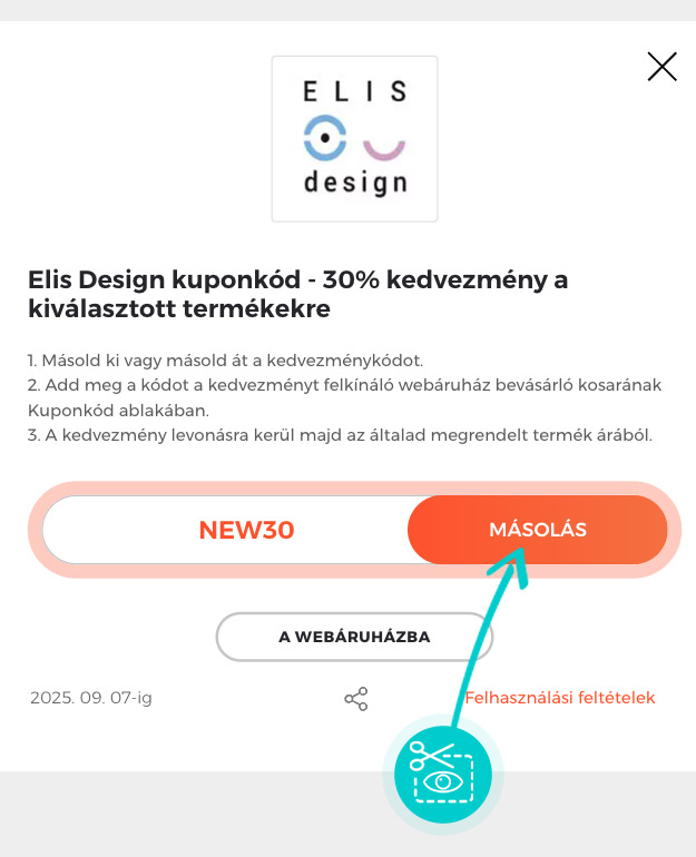Útmutató egy Elis Design kuponkód bemásolásához