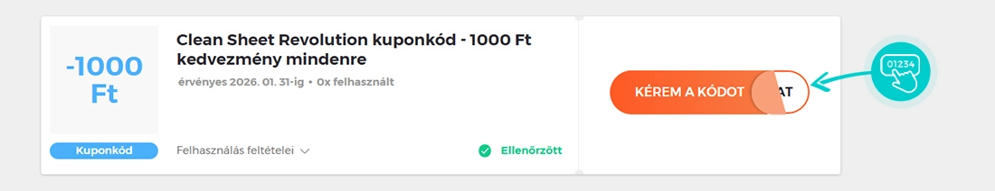 Példa egy Clean Sheet Revolution kuponkódra