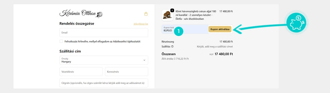 Útmutató egy Kerámia Otthon kuponkód beváltásához