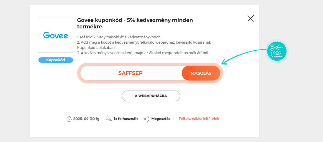 Útmutató egy Govee kuponkód bemásolásához