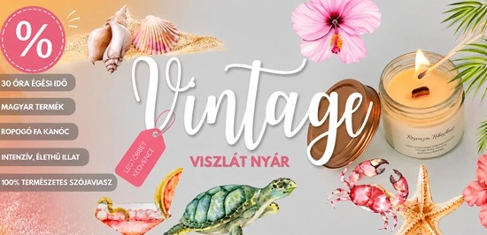 Nyári akció gyertyákra, amelyen gyertya és rajzolt tengeri állatok szerepelnek