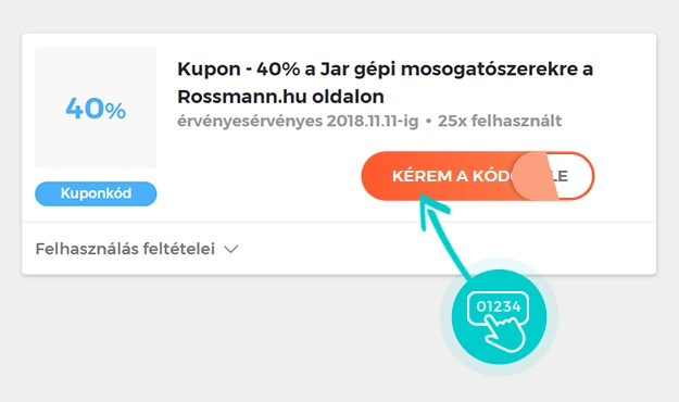 Példa egy Rossmann kuponkódra