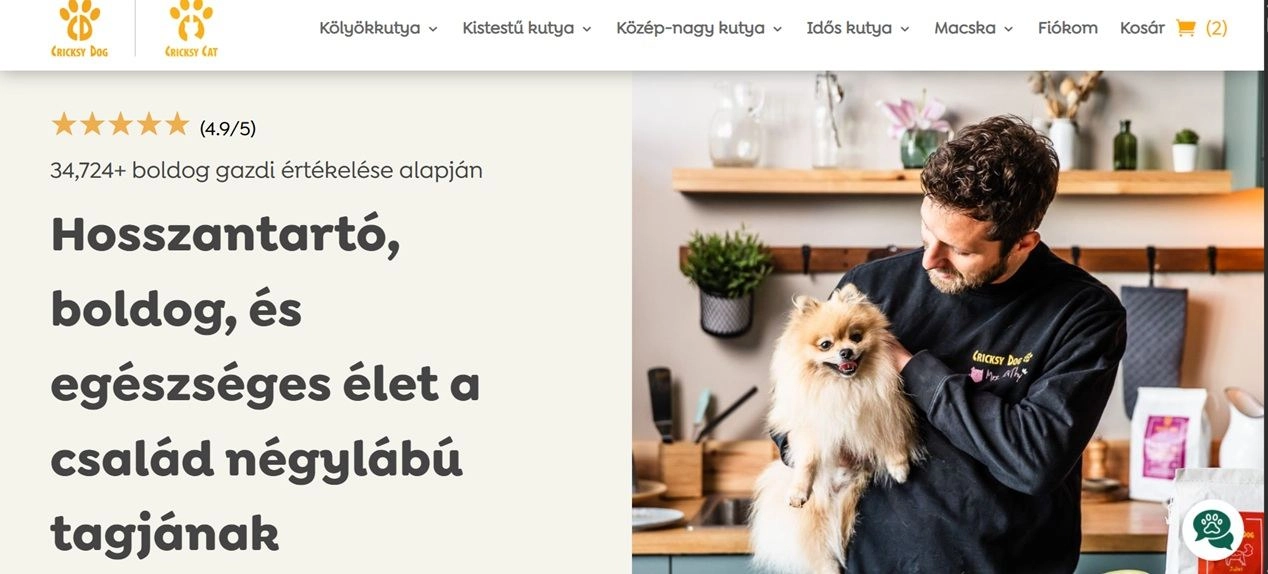 A webáruház főoldala