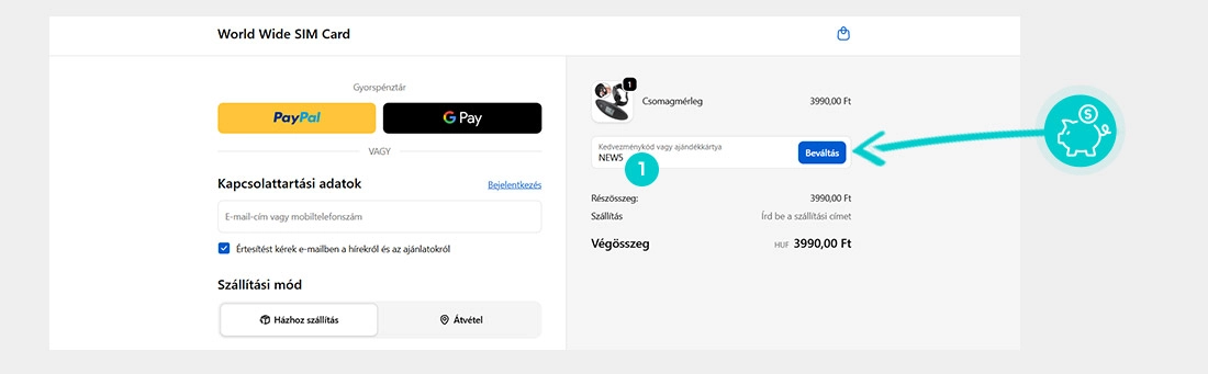 Útmutató egy World Wide SIM Card kuponkód beváltásához