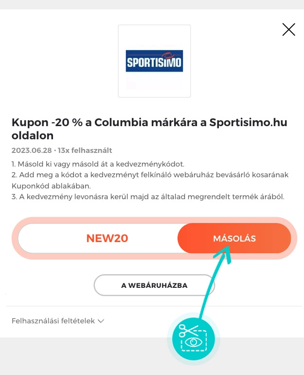 Útmutató egy Sportisimo kuponkód bemásolásához