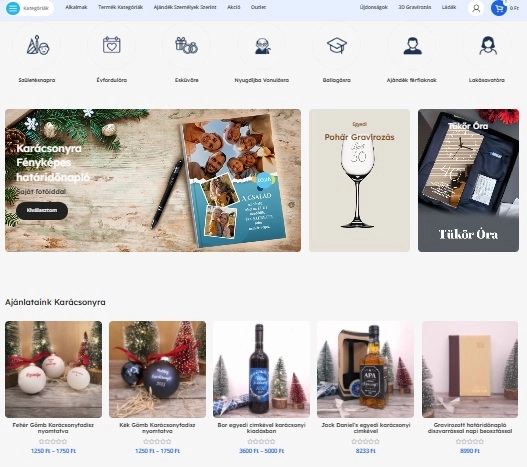 Termékek az Ajandekbazis.hu webáruház főoldalán