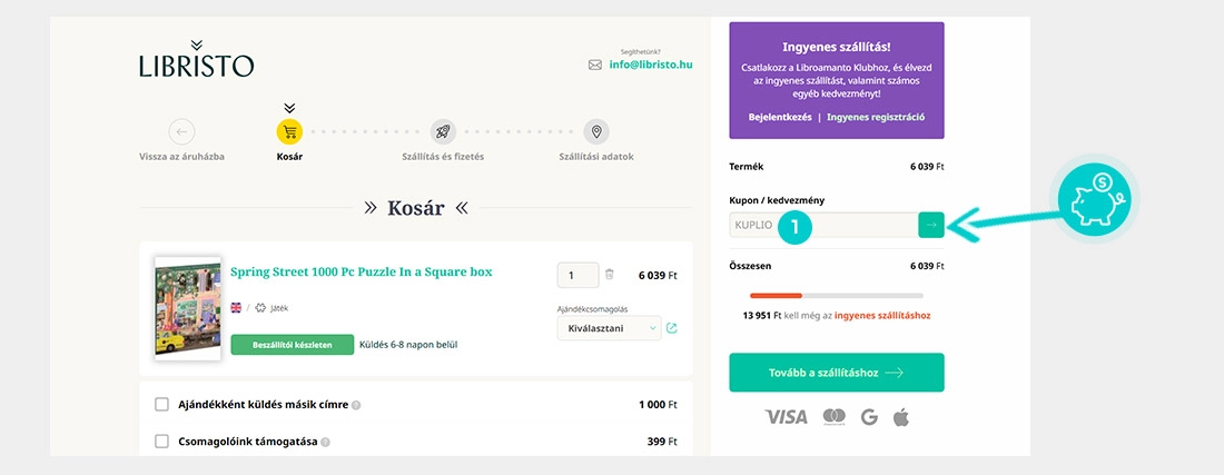 Útmutató egy Libristo kuponkód beváltásához