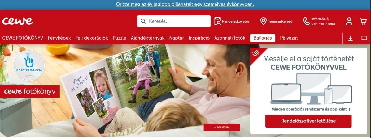 A webshop főoldala, amely reklámokat tartalmaz