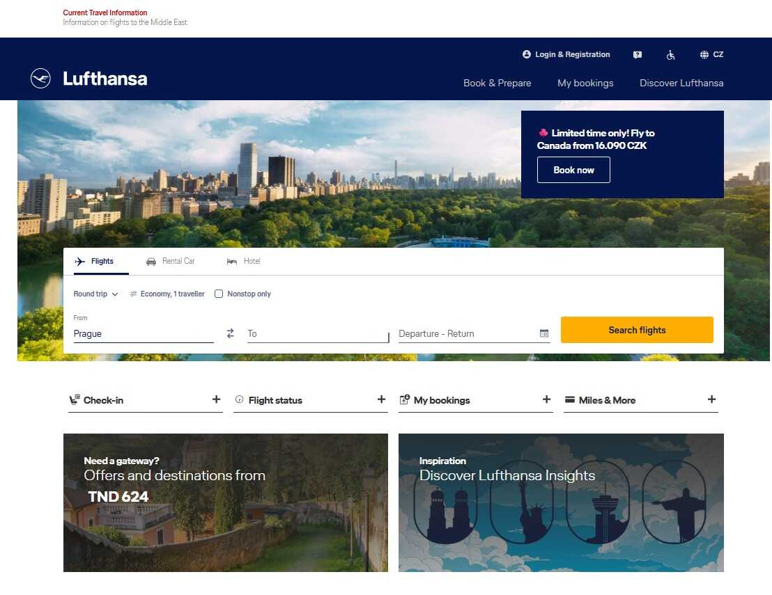 lufthansa légitársaság főoldala