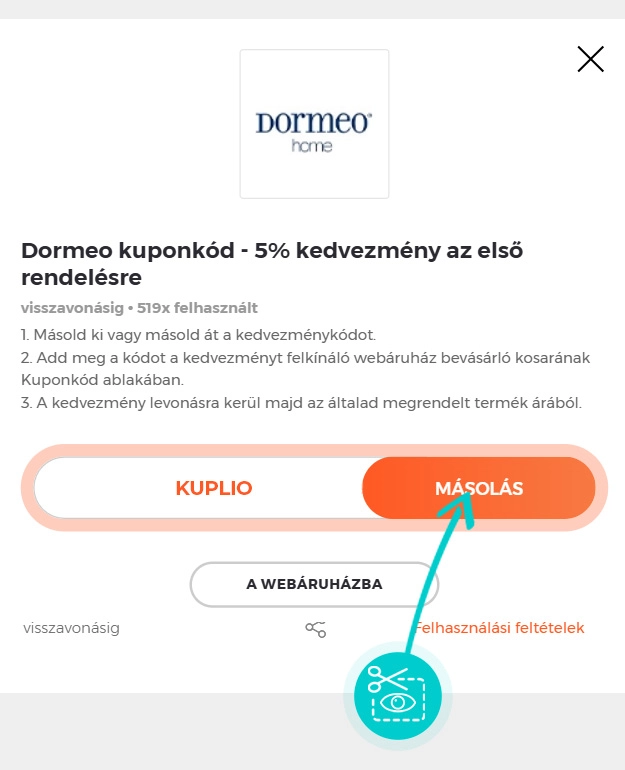 Útmutató egy Dormeo kuponkód bemásolásához
