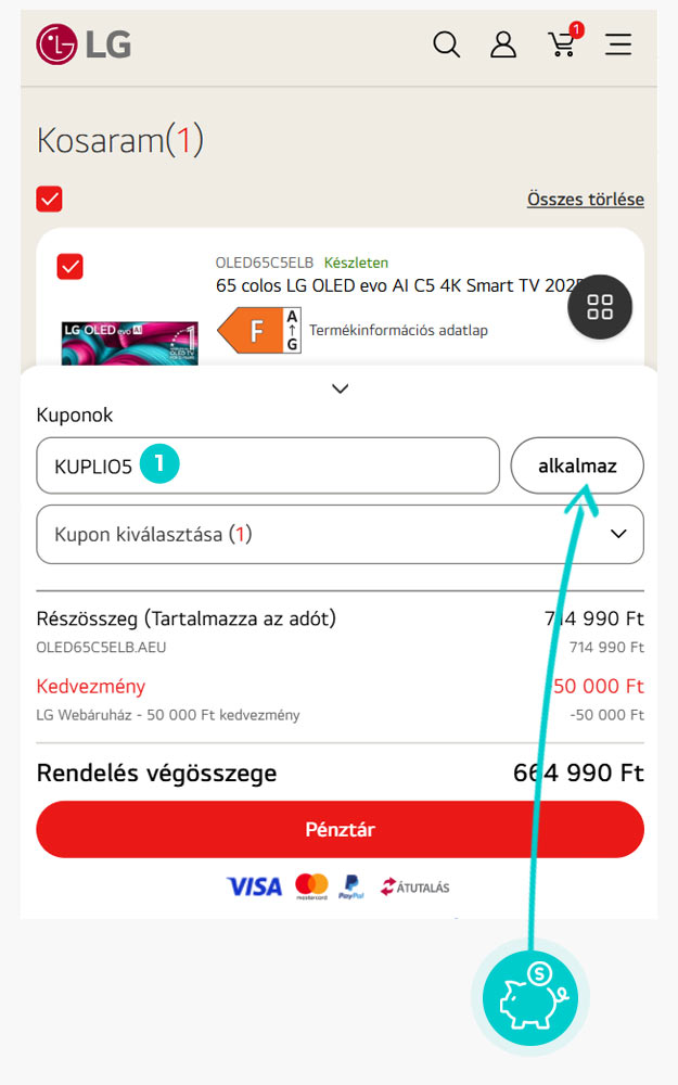 Útmutató egy LG kuponkód beváltásához