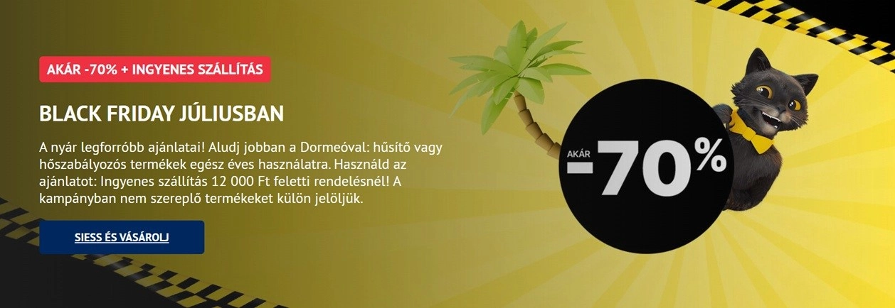 Nyári Black Friday reklámbanner, amin egy cica szerepel