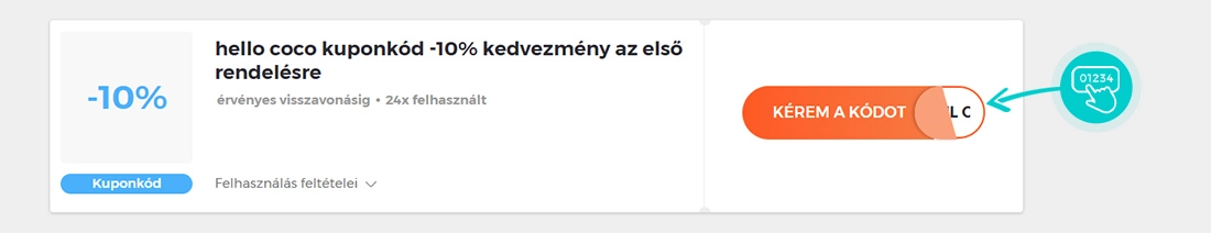 Példa egy hello coco kuponkódra