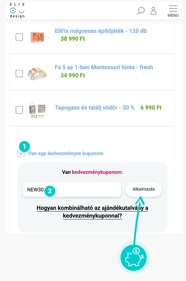 Útmutató egy Elis Design kuponkód beváltásához