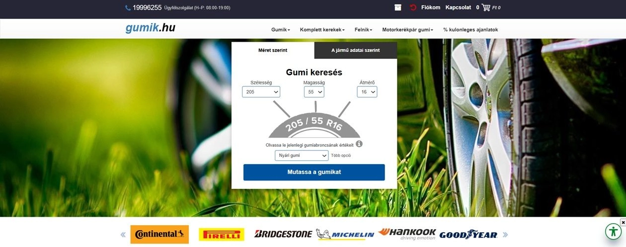 A webáruház főoldala