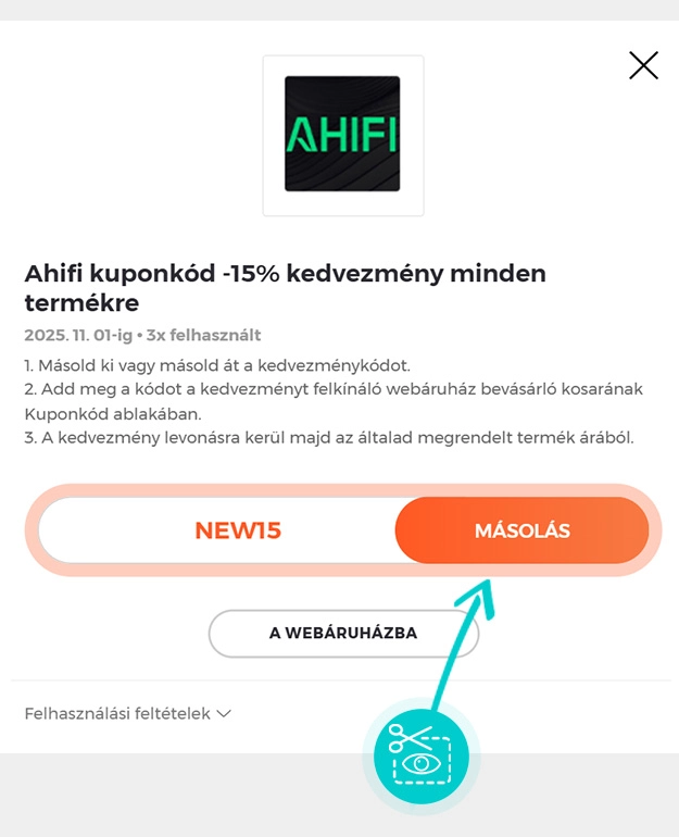 Útmutató egy Ahifi kuponkód bemásolásához