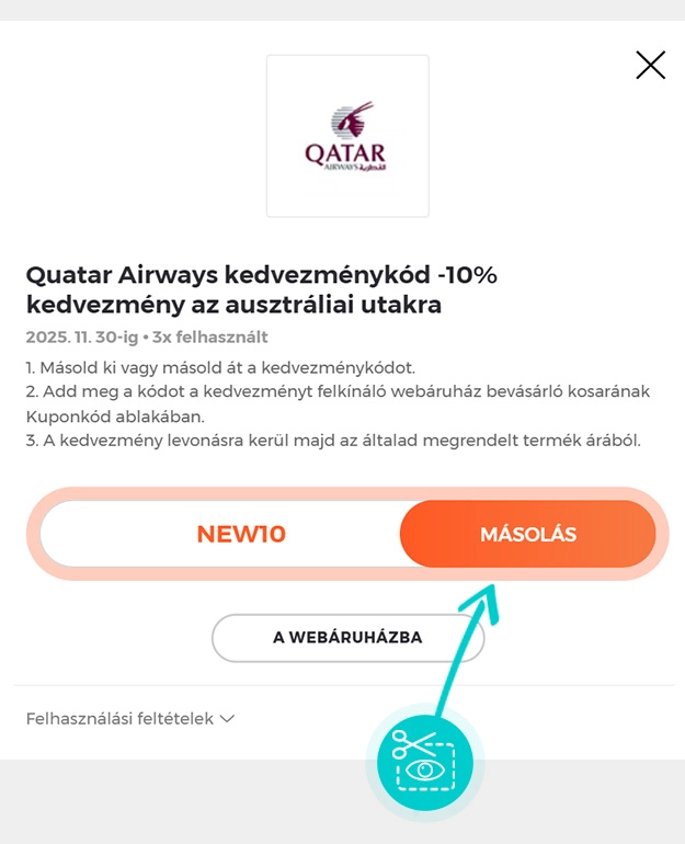 Útmutató egy Qatar Airways kuponkód bemásolásához