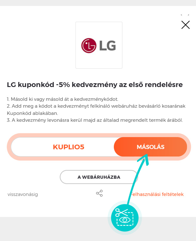 Útmutató egy LG kuponkód bemásolásához