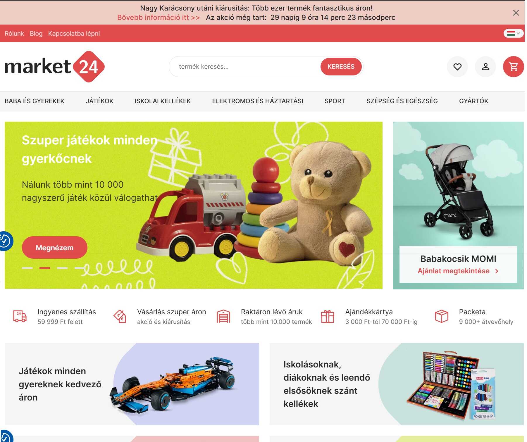Market24 webáruház főoldala
