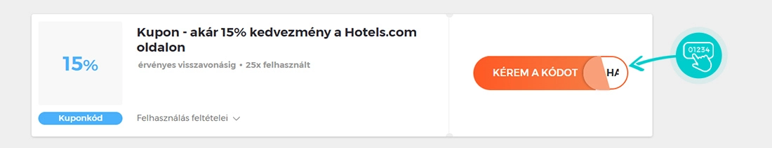 Példa egy Hotels kuponkódra