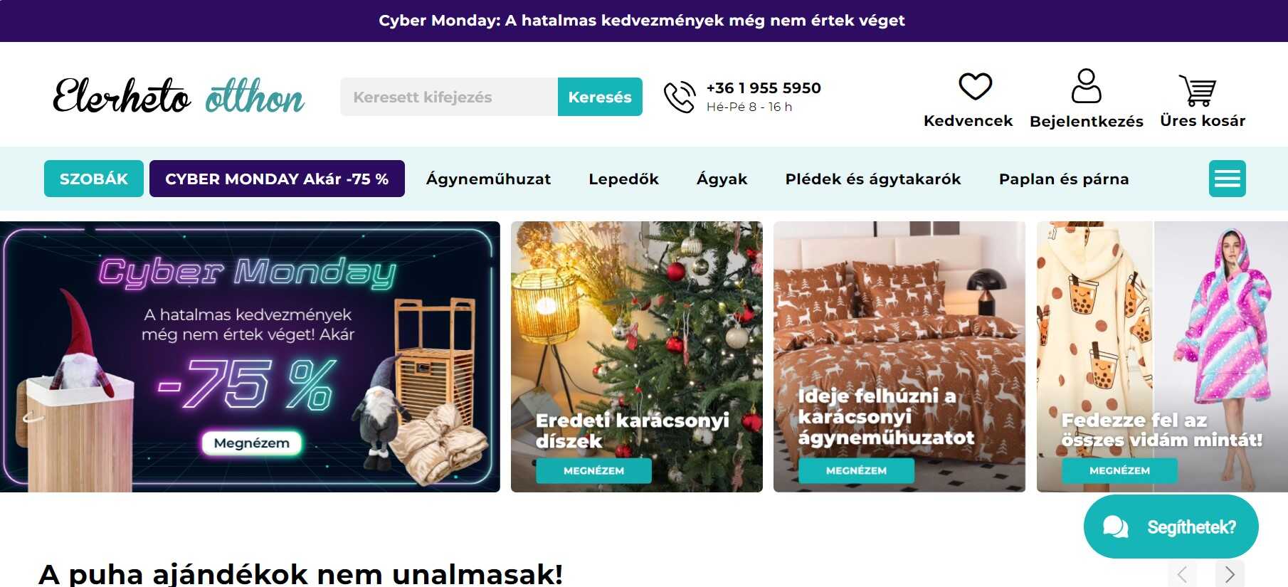 Elerhetootthon.hu webáruház főoldala