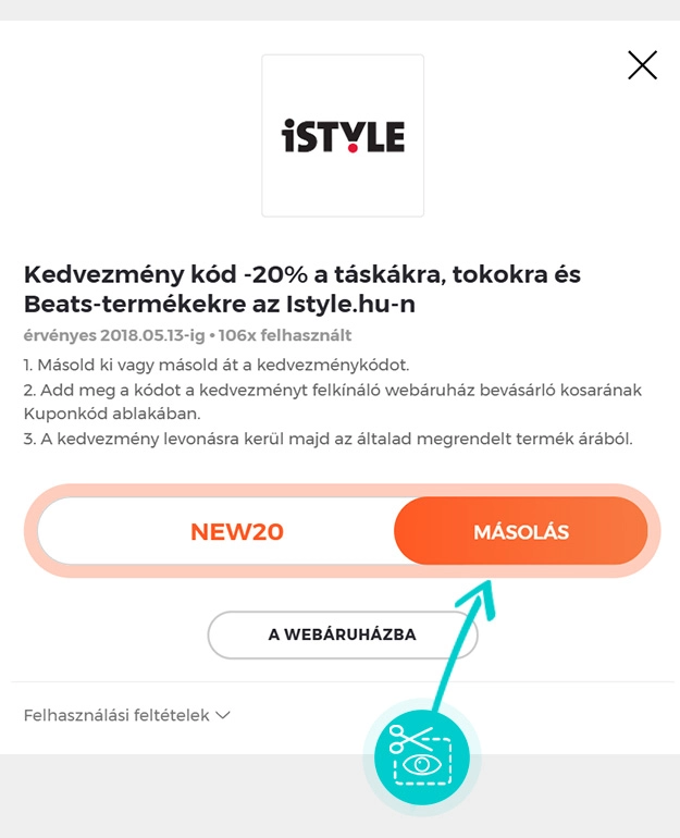 Útmutató egy iStyle kuponkód bemásolásához