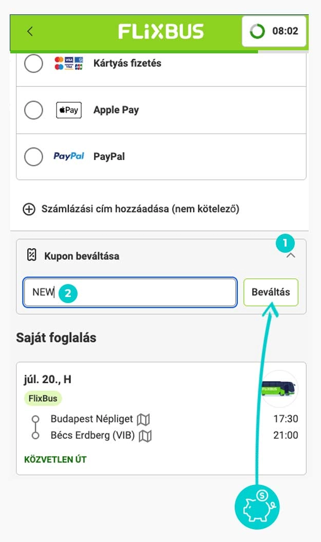 Útmutató egy FlixBus kuponkód beváltásához