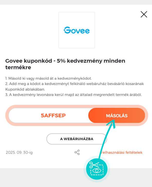 Útmutató egy Govee kuponkód bemásolásához