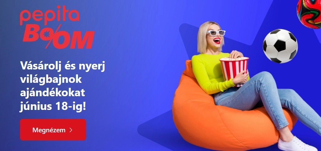 Reklám a bolt főoldalon, amely nyereményjátékra invitál