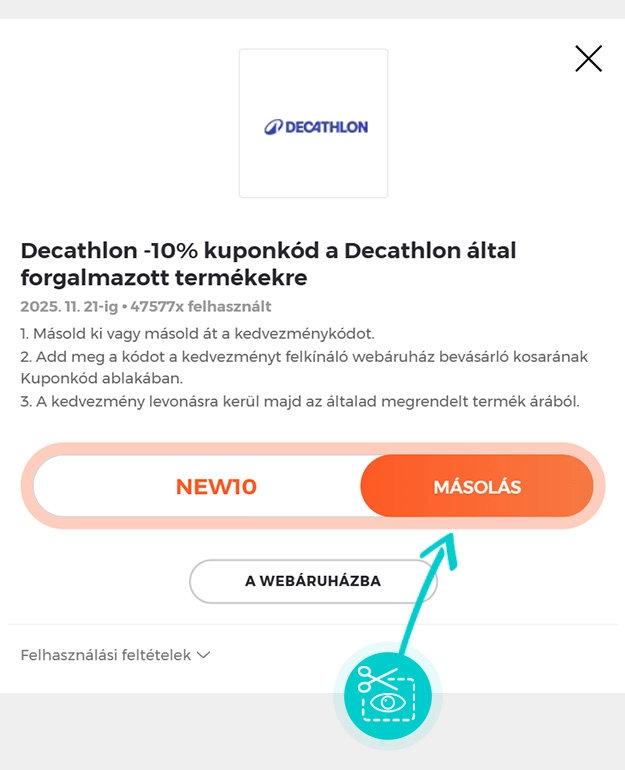 Útmutató egy Decathlon kuponkód bemásolásához