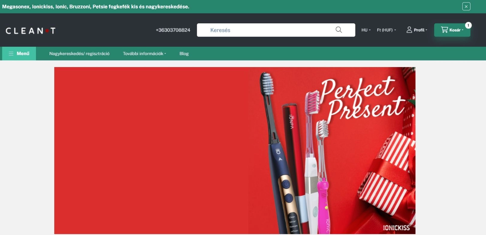 A webáruház főoldala