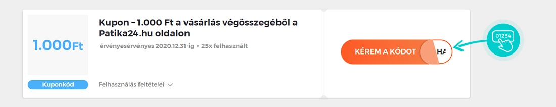 Példa egy Patika24 kuponkódra