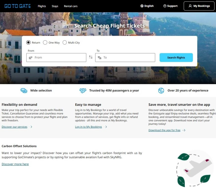 Szolgáltatások listája a Gotogate webáruház főoldalán