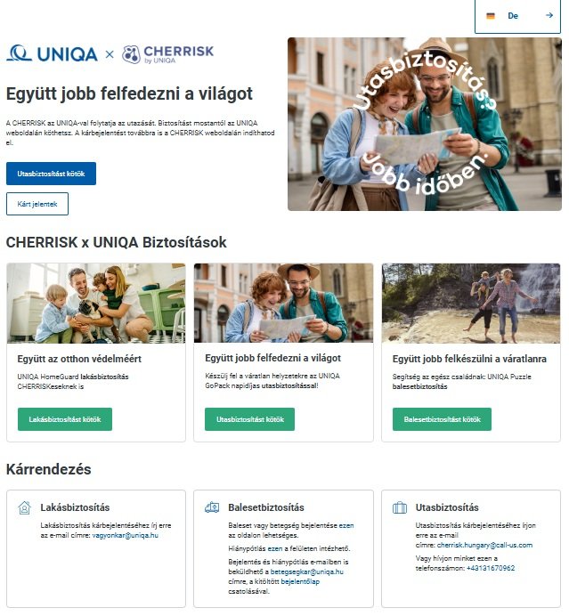 Szolgáltatások listája a Cherrisk webáruház főoldalán