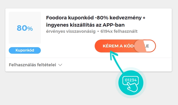 Példa egy Foodora kuponkódra
