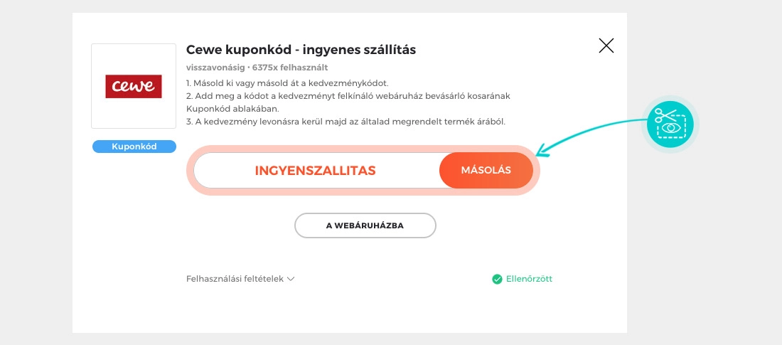 Útmutató egy Cewe kuponkód bemásolásához