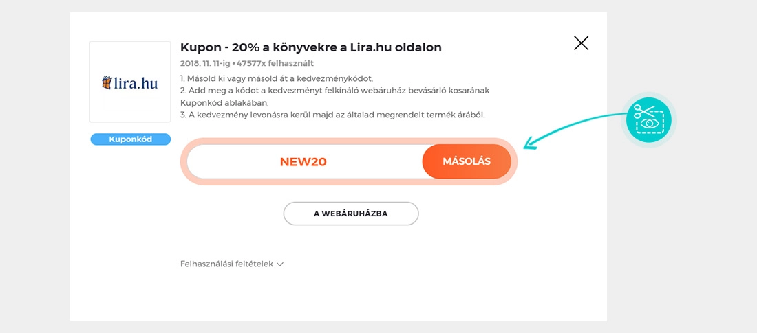 Útmutató egy Líra kuponkód bemásolásához