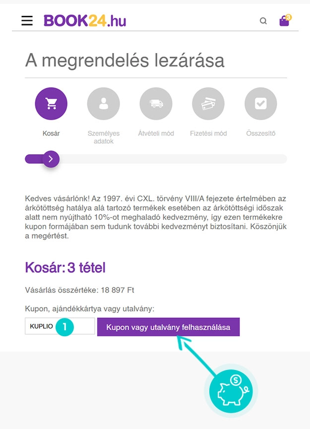 Útmutató egy Book24 kuponkód beváltásához