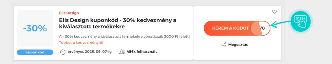 Példa egy Elis Design kuponkódra