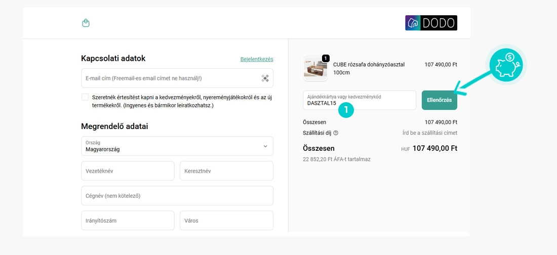 Útmutató egy DODO kuponkód beváltásához