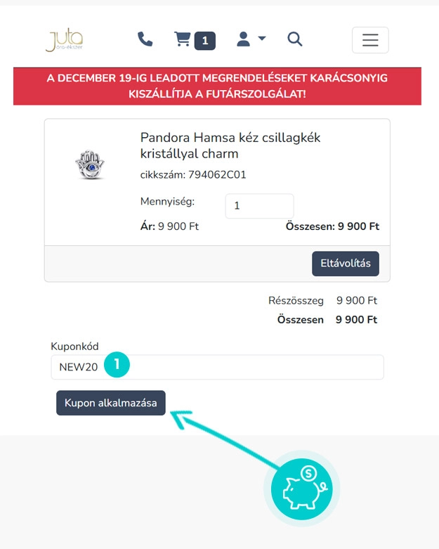 Útmutató egy Juta Óra-Ékszer kuponkód beváltásához